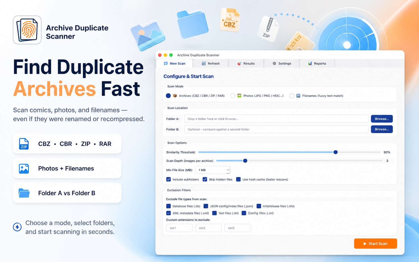 Comic Duplicate Scanner — main interface